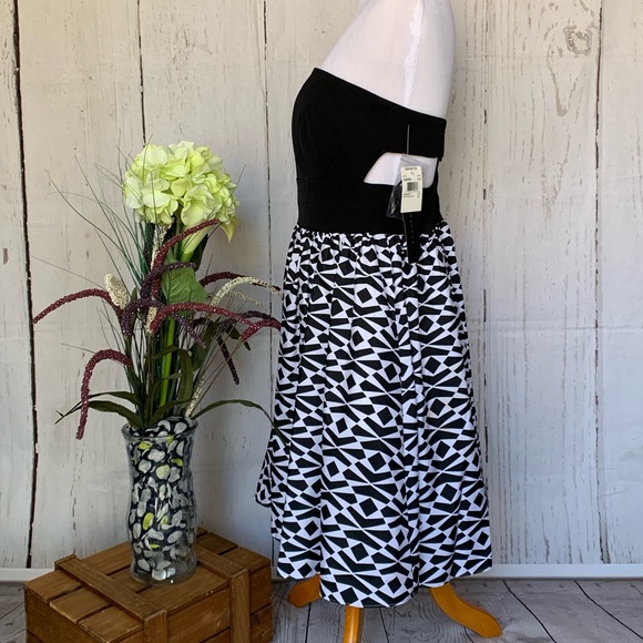 Aidan Mattox Strapless Geometric Print Dress 10 - Picture 4 of 7